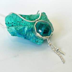 925 Sterling Silver Pendant & Eilat Stone,Round Eilat Stone Necklace,Silver Pendant,Bat Mitzvah Gift,Jewish Jewlery.Blue Green Solomon Stone