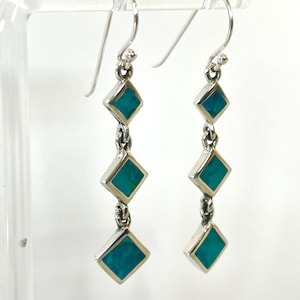 Eilat Stone 925 Sterling Silver Earrings, 3-piece earring, Dangle Earrings,Judaica earrings,Eilat Jewelry,Israeli Earrings,Jewish Jewelry.