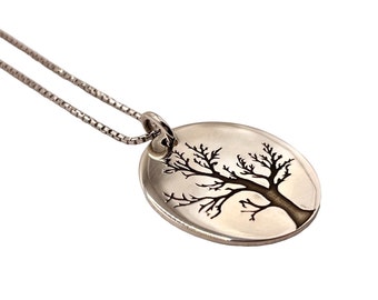Sterling Silver Tree of Life Pendant Necklace: Dainty Minimalist Design
