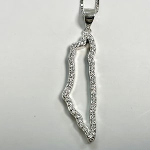 925 Sterling Silber Halskette,Israel Symbole, Karte von Israel Halskette,Zirkonia Anhänger, jüdischen Schmuck, jüdischen Halskette, Bar Bat Mitzwa Geschenk.