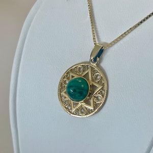 14K gouden Davidster-hanger: Joodse ketting van Eilat-steen