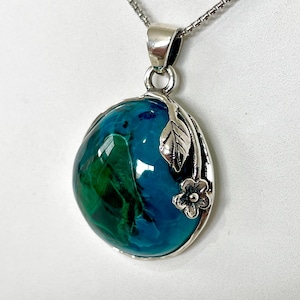 925 Sterling Silber Anhänger, Eilat Stein Halskette, handgemachte Anhänger, Eilat Stein Anhänger, Halskette im modernen Stil, Israel Schmuck, jüdischer Schmuck.