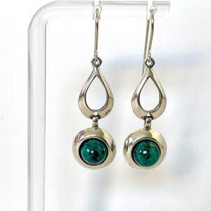 Eilat Stone Sterling Silver Earrings,Drop Earrings,Dangle Earrings,Judaica Earrings,Israeli Earrings,Modern Earring,Round Earring.