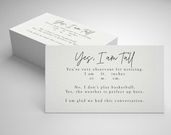 Yes, I am tall business card funny gift for tall people