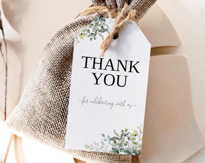 Printable OR Printed Wedding Favor Gift Tags Greenery Favor Tags for ...