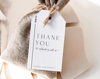 MINIMALIST FAVOR TAG, Wedding Favor Tag, Minimal Wedding Tag, Minimalist Wedding, Thank You Tag, Editable Favor Tags, Digital Download