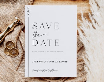 MINIMALIST WEDDING SAVE The Date Template, Editable Minimal Save The Date Invite, Minimalist Wedding, Minimal Save Our Date, Printable
