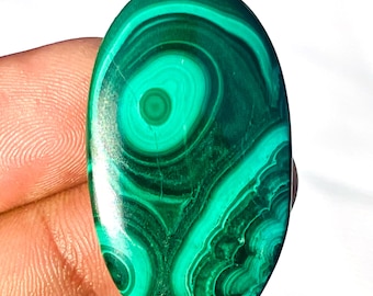 Malachite Cabochon | Natural Green Polished Loose Gemstone for Jewelry Making | Oval Stone 28x17mm