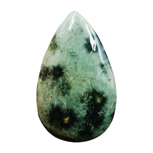 Rose Cut Ocean Jasper Gemstone: Natural Healing Stone, 38x23mm