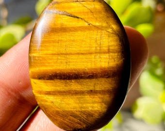 ブラウン イエロー タイガーアイ カボション | 手作り天然デザイナー宝石 | 37*27*6 MM 66CT。