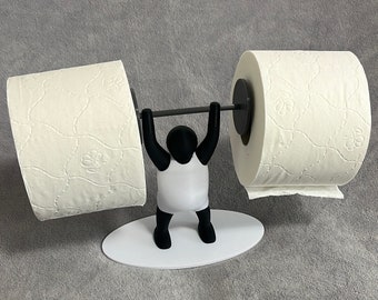 Toilet paper holder weightlifter gift idea toilet paper holder