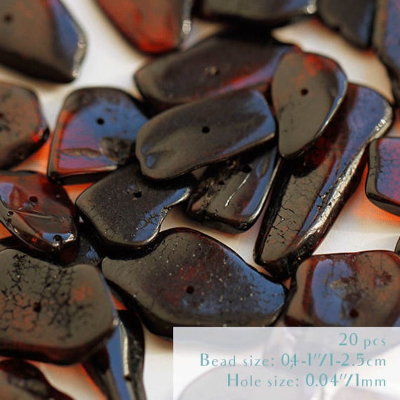 20 pcs Big 2.5 cm amber beads Black gemstone beads Black Baltic amber chips Freeform beads Black Baltic Amber beads Balck beads