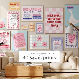 Book wall art print bundle, book lover reading decor set, printable book poster for library, bookish decor gift for bookworm, DIGITAL PRINT