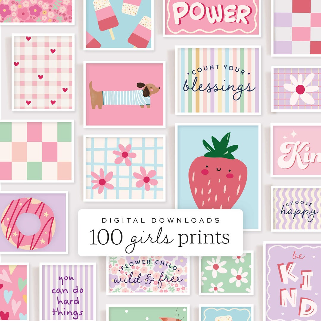 Nursery Wall Art Set for Girls | Girls Room Prints | Wall Art Set for ...