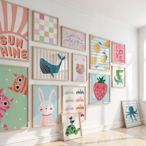 135 stampe artistiche da parete per la cameretta dei bambini / Set di stampe artistiche da parete per la sala giochi / Stampe di animali giocosi in colori pastello / Decorazioni per la cameretta dei bambini - Download digitale