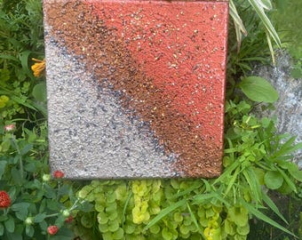 Handmade Metallic Copper Crushed Glass Modern Painting (8x8 inches)