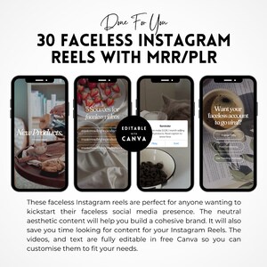 30 Reels sin rostro con derechos de reventa maestra / Instagram sin rostro / Biblioteca de contenido listo para usar / Marketing digital sin rostro / Plantilla de Canva
