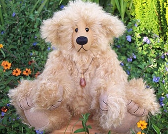 16" PDF teddy bear pattern "Grizby" artist designed fully jointed bear with pulled toes and sculpted face