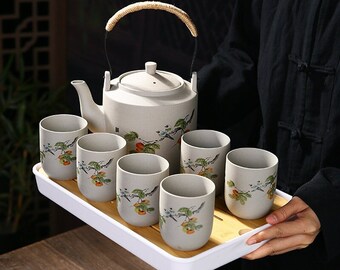 Tetera de gres / Juego de té de cerámica / Tetera / Juego de té de fiesta de té / Juego de té de la tarde / Juego de té personalizado