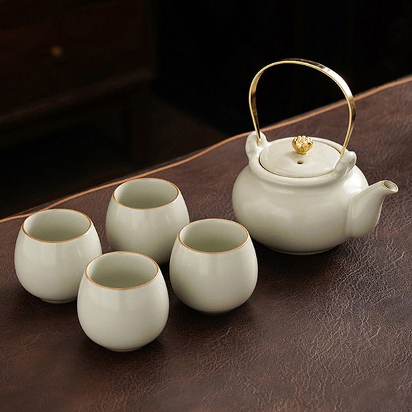 Ceramic Tea Set | Simple Ceramic Tea Set | Anti-scald Small Set Lift Teapot | Kung Fu Tea Cup | Kung Fu Tea Set | Tea Party Tea Set