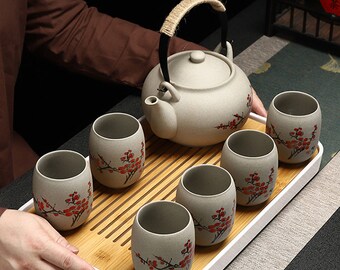 Juego de té de Kung Fu de cerámica / Tetera de cerámica / Juego de té de cerámica / Juego de té de fiesta de té / Juego de té de la tarde / Juego de té personalizado / Regalos hechos a mano