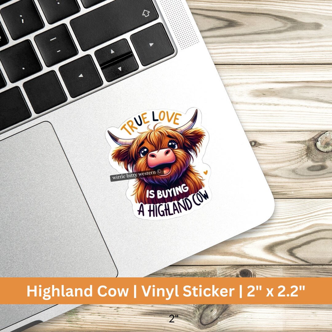 Highland Cow Vinyl Sticker Etsy