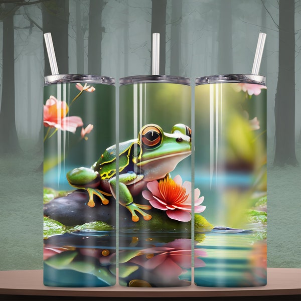 abstract green frog flower tumbler wrap red green white orange blue sublimation gift for all tumbler lovers frog sea rose flowers tumblers