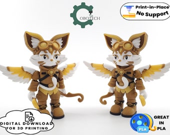 Digital Downloads for 3D Printing,  Articulated Steampunk Cat Cupid