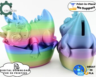 Digital Downloads for 3D Printing, Baby Dragon Piggy Bank, Lucky Dragon Piggy Bank