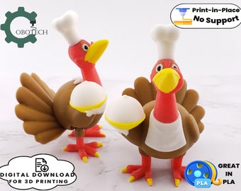 Digital Downloads for 3D Printing, Cobotech Articulated Turkey Chef, Thanksgiving gifts