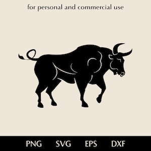 Black bull with large horns and nose ring SVG, Ox prepare to run png, eps, dxf, Muscular big taurus vector, Powerful animal clipart logo