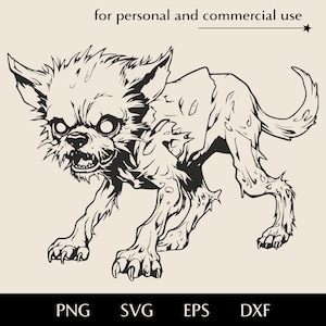 Straszny pies zombie SVG, Straszny zwierzak Halloween png eps, dxf, Horror potwór wektor stwór, Mały nieumarły szczeniak clipart, Straszne logo chihuahua