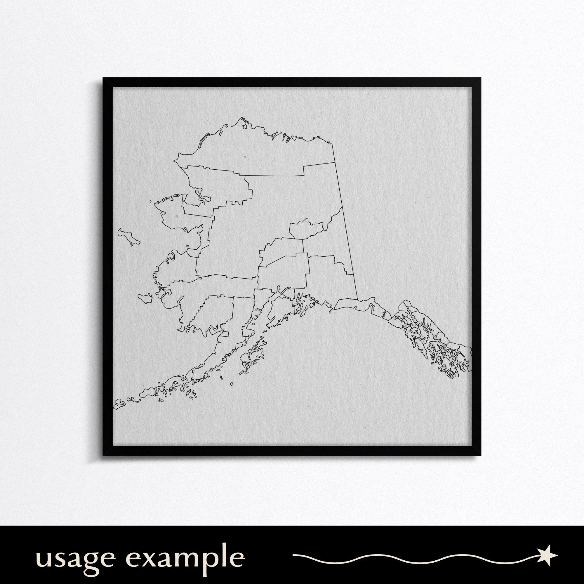 Simple Map of Alaska SVG, Minimalistic Country Border Png, Eps, Dxf ...