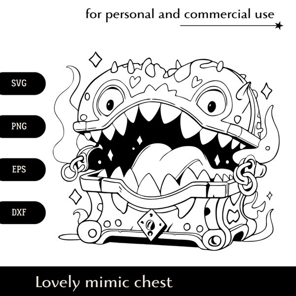 Lovely mimic chest: svg, png, dxf, eps files, vector graphics for Cricut, Silhouette, Sublimation - Instant Download