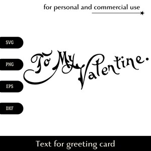 Noir et blanc Pour ma Saint-Valentin citation SVG, texte pour carte de voeux png, eps, dxf, clipart inscription pour un être cher, vecteur de lettre d'écriture manuscrite