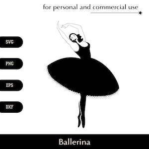 Ballerina in pluizige tutu SVG, dansend meisje in mooie pose png, eps, dxf, vrouwelijk ballet vector, vrouw in theater clipart, Releve move logo