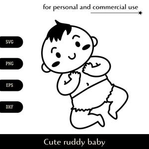 Bebê ruivo fofo em fralda SVG, Desenho animado sorrindo bebê png, eps, dxf, Vetor de bebê recém-nascido, Clipart de parto de gravidez, Logotipo de criança pequena