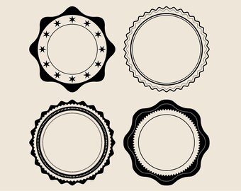 Round frames with stars and dots SVG, Aesthetic geometric border png, eps, dxf, Medal badge pin vector, Award with place for photo text logo