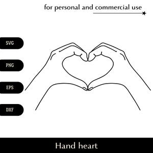 Duas mãos dobradas em forma de coração SVG, Arte de linha romântica amigável png, eps, dxf, Coração em vetor de linguagem de sinais, Clipart de amor simples e fofo