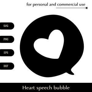 Herz Sprechblase SVG, Liebes-Gedankenblase png, eps, dxf, Sprechblase mit Herz vektor, niedliches einfaches Clipart, Chatten mit dem Logo Ihrer Liebsten