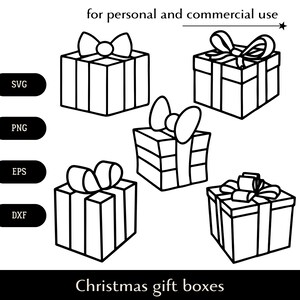 Weihnachtsgeschenkbox Bundle SVG, Neujahr Care Paket png, eps, dxf, Geburtstagsüberraschung Bundle Vektor, Box mit Schleife Clipart Digitaler Download
