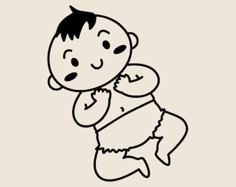 Lindo bebé rubicundo con pañal SVG, caricatura de bebé sonriente PNG, EPS, DXF, vector de bebé recién nacido, clipart de embarazo y parto, logotipo de niño pequeño