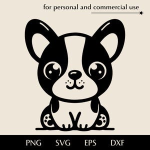 Little chibi bulldog SVG, French bulldog puppy png, eps, dxf, Cute cartoon pet vector, Clipart for dog lovers, Simple lovely drawing print