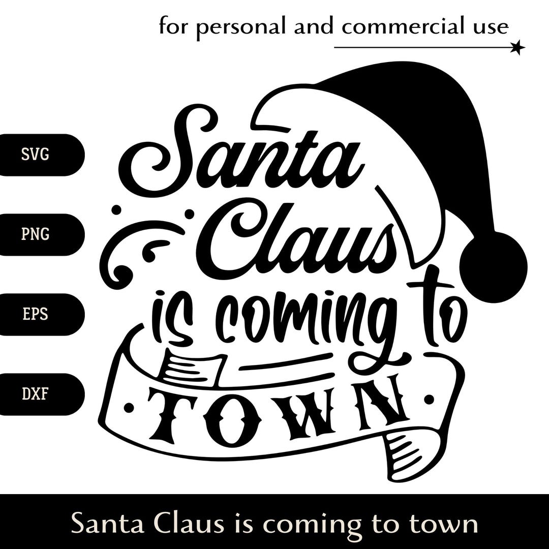 Babbo Natale sta arrivando in città SVG, testo stilizzato di