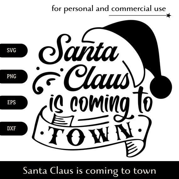Babbo Natale sta arrivando in città SVG, testo stilizzato di