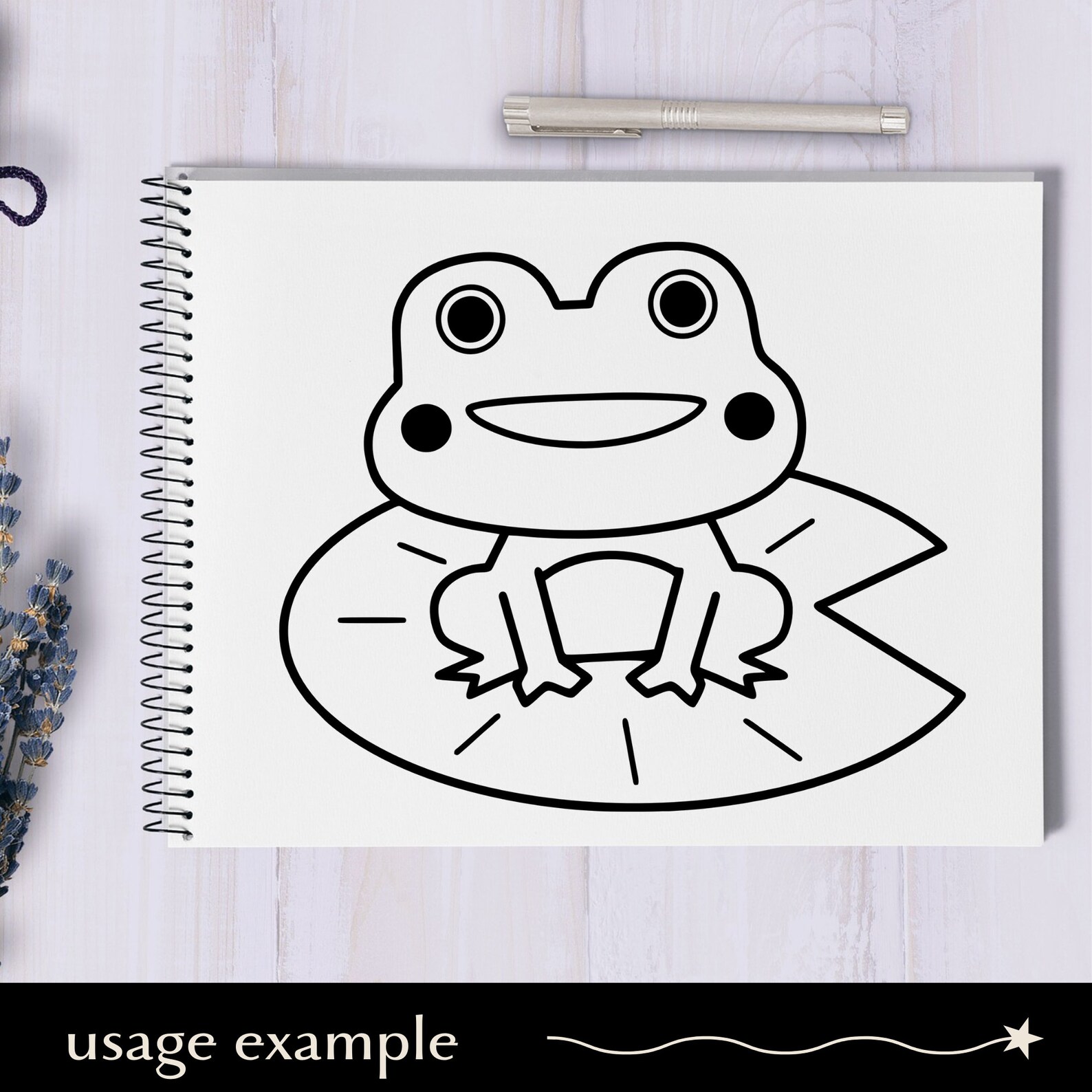 Black & White Cute Little Cartoon Frog SVG, Smiling Toad Sitting on a ...