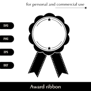 Medalha de fita de premiação SVG, Roseta de celebração simples e fofa png, eps, dxf, Emblema redondo esculpido com fitas vetoriais, Logotipo de melhor conquista do aluno