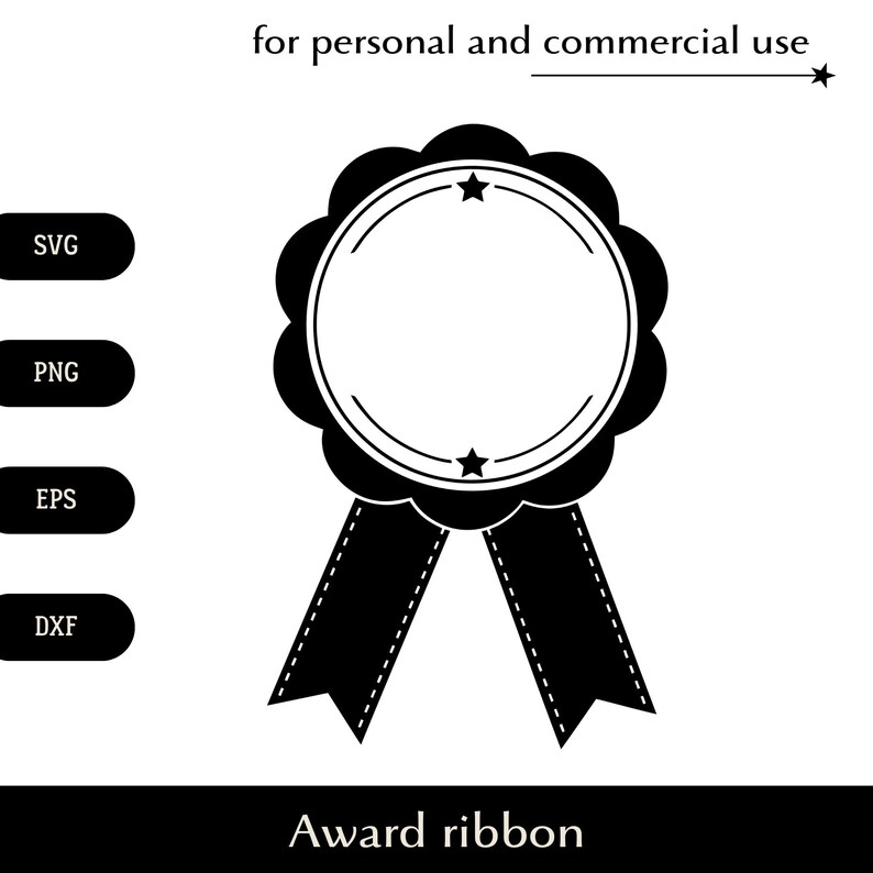 Best Ribbons Dxf Award Ribbon Medal SVG, Cute Simple Celebration Rosette Png, Eps, Dxf ...