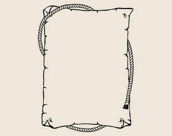 Nailed sheet of paper wrapped with rope SVG, Wild West style frame png, eps, dxf, Print ad poster wanted vector, Invitation template clipart
