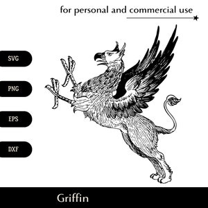 Mythischer Wächter Griffin SVG, Geflügelte Griffon Kreatur png, eps, dxf, legendärer Löwe mit Adlerkopf-Vektorgrafik, Fantasy Greif-Tier Clipart